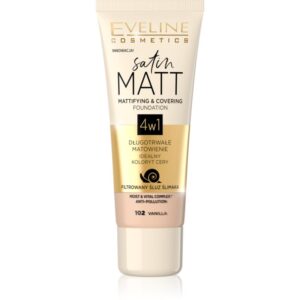 Eveline Cosmetics Satin Matt machiaj cu efect matifiant extract de melc culoare 102 Vanilla 30 ml-ro