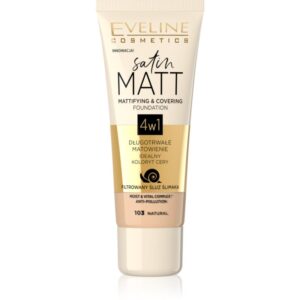 Eveline Cosmetics Satin Matt machiaj cu efect matifiant extract de melc culoare 103 Natural 30 ml-Țena