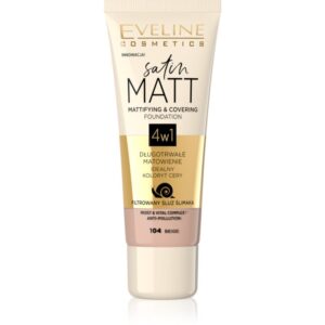 Eveline Cosmetics Satin Matt machiaj cu efect matifiant extract de melc culoare 104 Beige 30 ml-ro