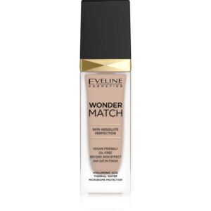 Eveline Cosmetics Wonder Match fard lichid de lunga durata cu acid hialuronic culoare 35 Sunny Beige 30 ml-Țena