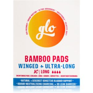 FLO GLO Bamboo Pads absorbante pentru incontinență cu aripioare Long 10 buc-Țena