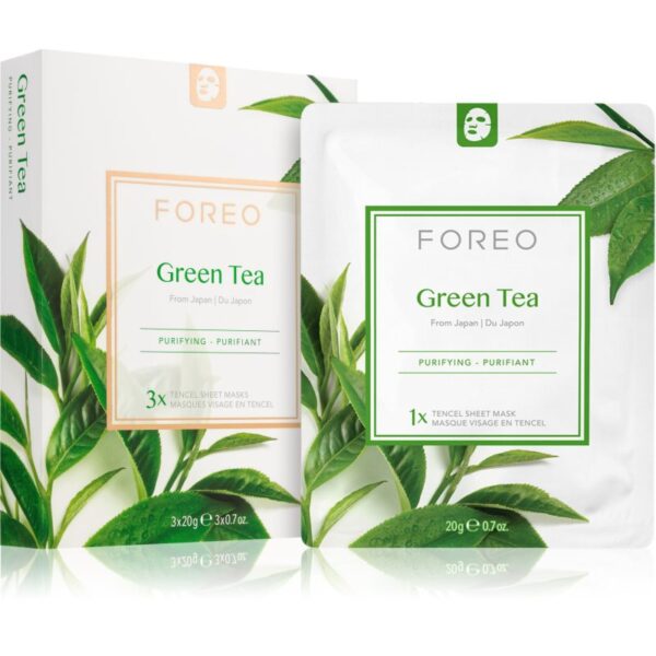 FOREO Farm to Face Sheet Mask Green Tea masca de celule cu efect calmant pentru ten mixt 3x20 g-ro