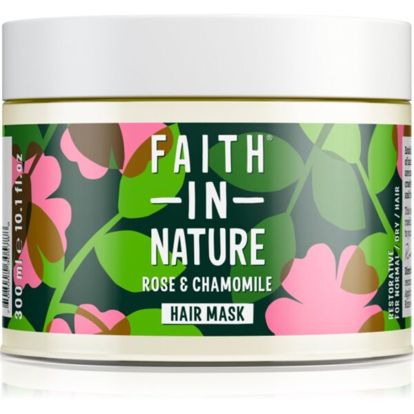 Faith In Nature Rose & Chamomile masca pentru regenerare pentru par deteriorat 300 ml-Țena