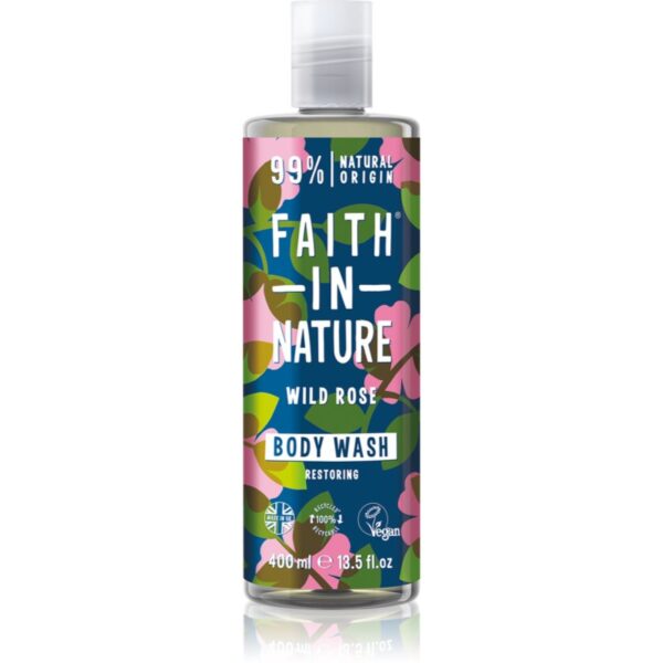 Faith In Nature Wild Rose gel de duș natural reface bariera protectoare a pielii 400 ml-ro