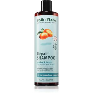 Folk & Flora Sea Buckthorn șampon regenerator pentru par vopsit si deteriorat 400 ml-Țena