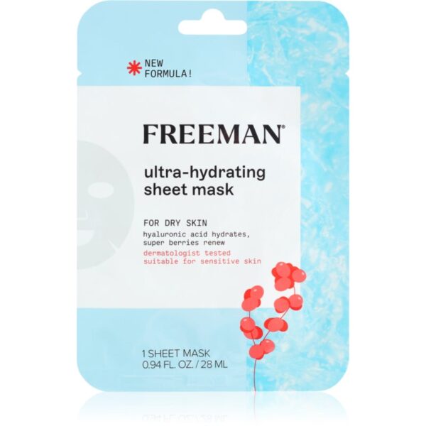 Freeman Essentials Hyaluronic Acid & Super Berries mască textilă hidratantă pentru tenul uscat 28 ml-ro