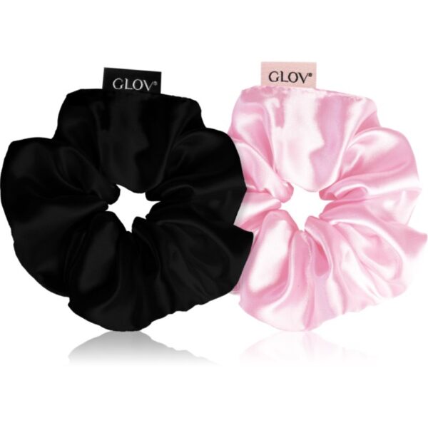 GLOV Satin Scrunchies M Elastice pentru par Pink/Black 2 buc-ro