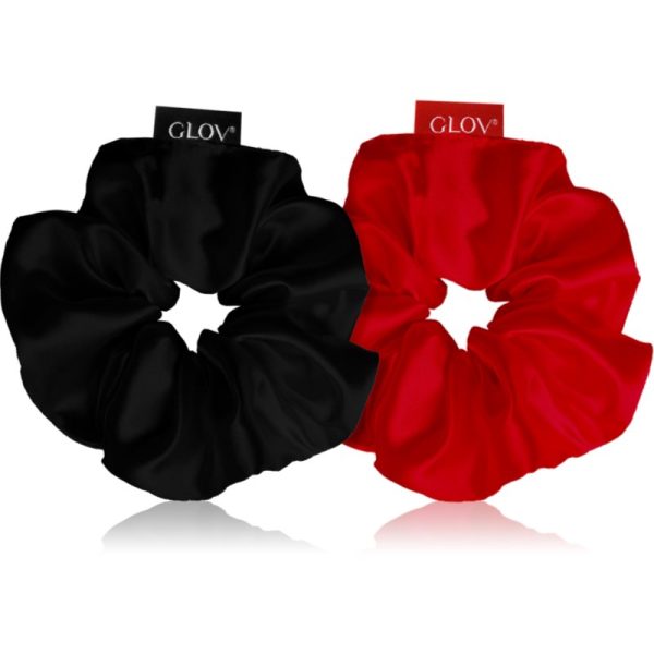 GLOV Satin Scrunchies M Elastice pentru par Red/Black 2 buc-ro
