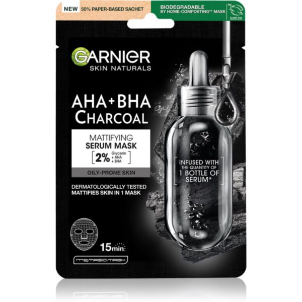 Garnier Skin Naturals Pure Charcoal mască textilă neagră