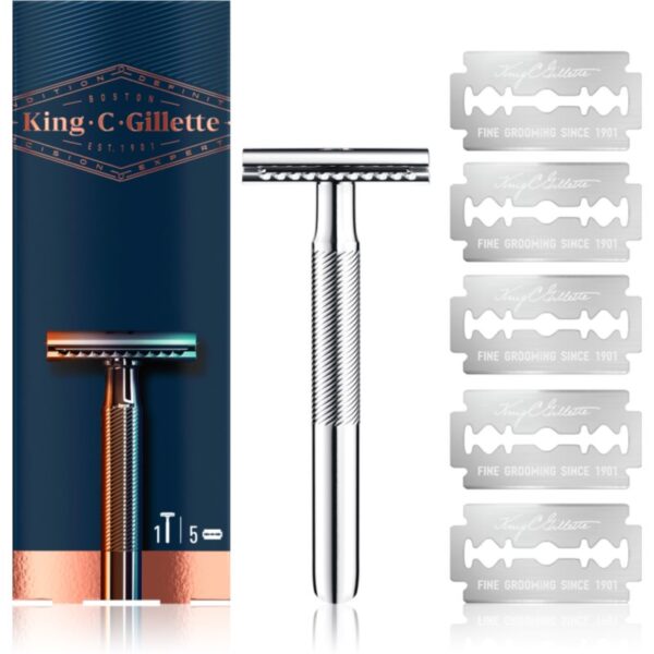 Gillette King C. Double Edge aparat de ras + lame de rezervă 5 buc-ro