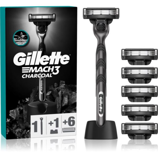 Gillette Mach3 Charcoal aparat de ras cu suport + lame de rezervă 6 buc-ro