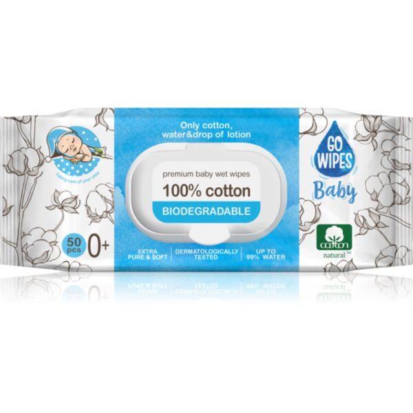 GoWipes Baby 100% Cotton Biodegradable servetele delicate pentru copii pentru piele sensibila 0+ 50 buc-ro