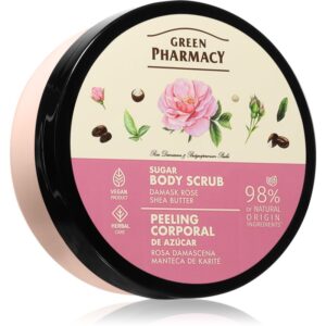 Green Pharmacy Damask Rose & Shea Butter Body Scrub exfoliant de corp cu zahăr 200 ml-ro