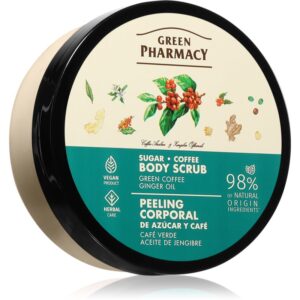 Green Pharmacy Green coffee & Ginger Oil Body Scrub exfoliant de corp cu zahăr 200 ml-ro