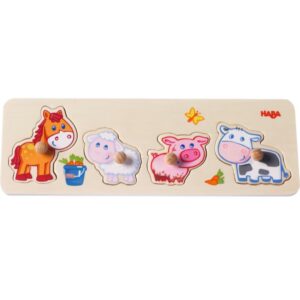 Haba Puzzle Farm jucărie interactivă cu piese care se pot insera din lemn 12 m+ 1 buc-ro