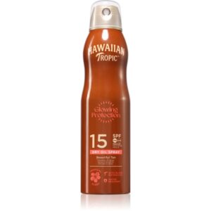 Hawaiian Tropic Glowing Protection Dry Oil Spray spray protector pentru plajă SPF 15 177 ml-Țena