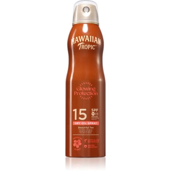 Hawaiian Tropic Glowing Protection Dry Oil Spray spray protector pentru plajă SPF 15 177 ml-Țena