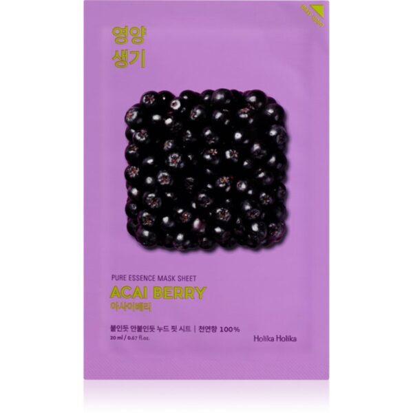 Holika Holika Pure Essence Acai Berry mască textilă exfoliantă 23 ml-Țena