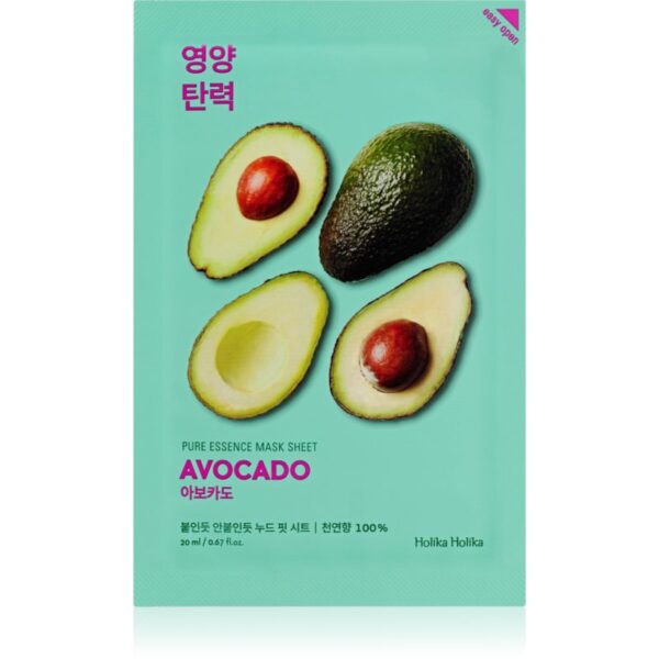Holika Holika Pure Essence Avocado mască textilă calmantă 20 ml-Țena