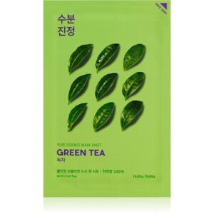 Holika Holika Pure Essence Green Tea mască textilă de îngrijire pentru piele sensibila si inrosita 23 ml-Țena