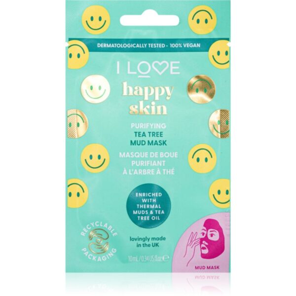 I Love Happy Skin mască cu argilă cu ulei din arbore de ceai 10 ml-ro