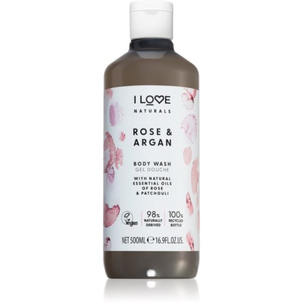 I Love Naturals Rose & Argan gel de dus imbatator cu aromă de trandafiri 500 ml-ro