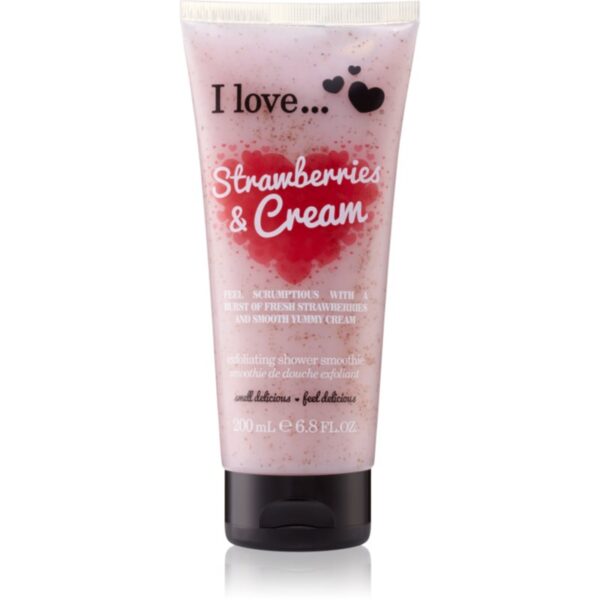 I Love Strawberries & Cream gel de duș cu efect exfoliant 200 ml-ro