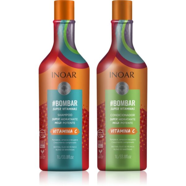 INOAR #Bombar Super Line Super Vitaminas set pentru păr cu vitamina C 2x1000 ml-Țena