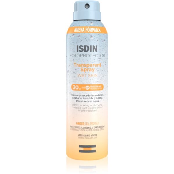 ISDIN Transparent Spray Wet Skin spray transparent pentru bronzare SPF 30 250 ml-ro