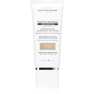 Institut Esthederm Photo Reverse Protective Anti-Dark Spots Tinted Face Care crème de protectie anti-acnee cu o protectie UV ridicata culoare Light Be-Țena