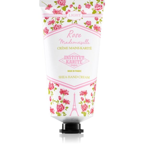 Institut Karité Paris Rose Mademoiselle Shea Hand Cream crema cu textura usoara de maini cu unt de shea tube + box 75 ml-ro