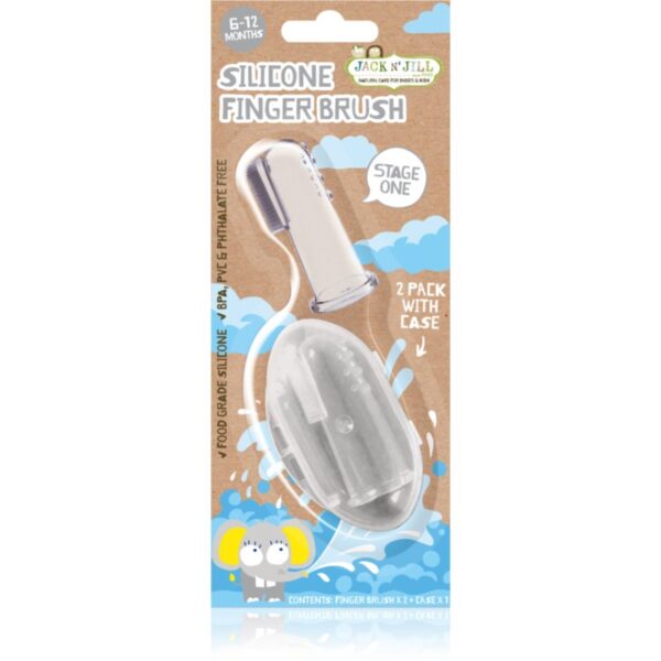 Jack N’ Jill Silicone periuta de dinti pentru deget pentru copii fin 6 - 18 luni 2 buc-ro