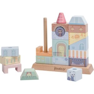 Jouéco The Wildies Family Stacking Houses jucărie cu activități din lemn 12 m+ 20 buc-ro