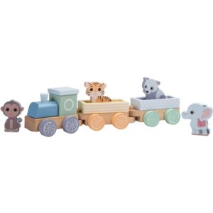 Jouéco The Wildies Family Trainset with Animals set pentru copii 18 m+ 7 buc-ro