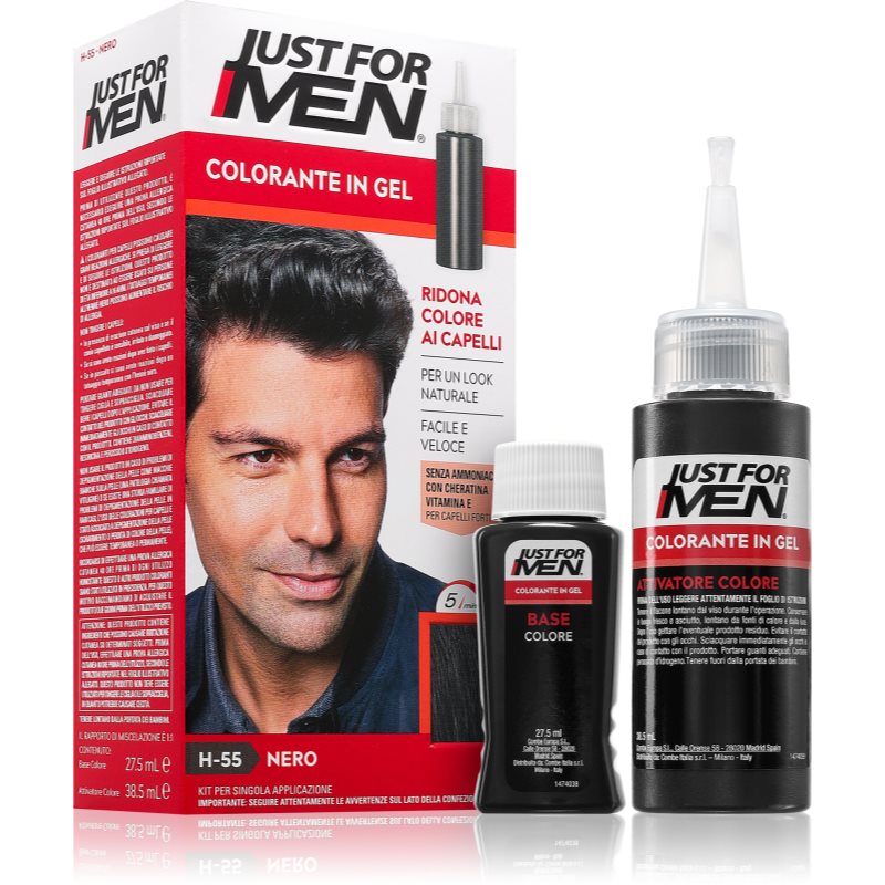 Just for Men Color Kit vopsea de par tonifianta pentru barbati culoare H-55 Real Black 1 buc-ro