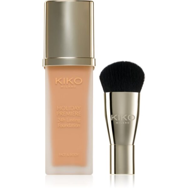 KIKO Milano Holiday Première 24h Lasting Foundation fard lichid rezistent la apa cu pensulă culoare 06 Caramel 28 ml-ro