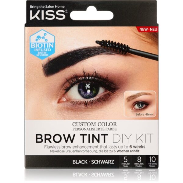 KISS Brow Tint DIY Kit culoare pentru sprancene culoare Black 20 ml-ro