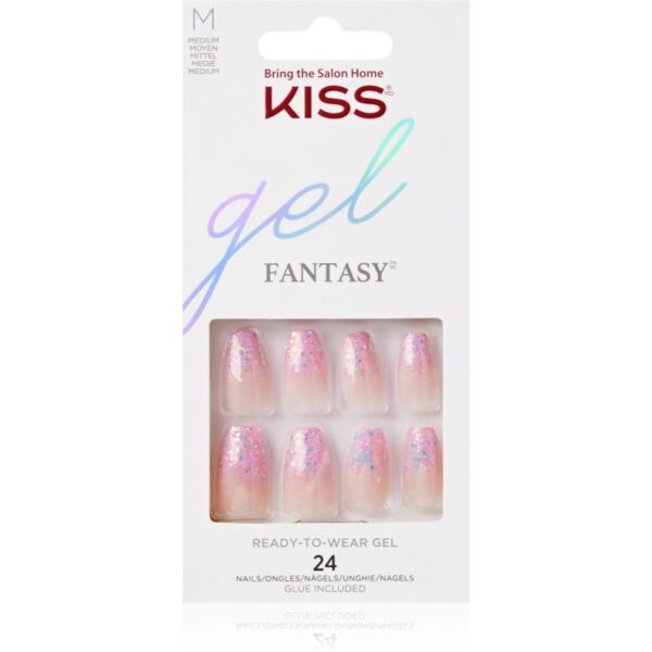 KISS Gel Fantasy Ready to Wear Gel unghii artificiale Winter Sparks 24 buc-Țena