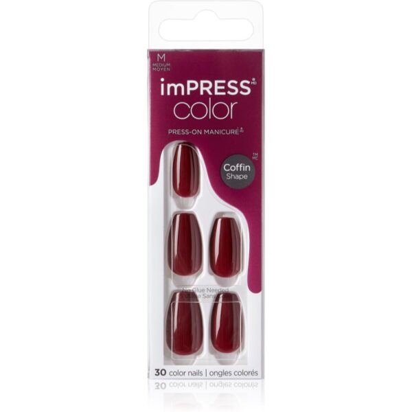 KISS imPRESS Color Medium unghii artificiale autoadeziv Winery in NYC 30 buc-ro