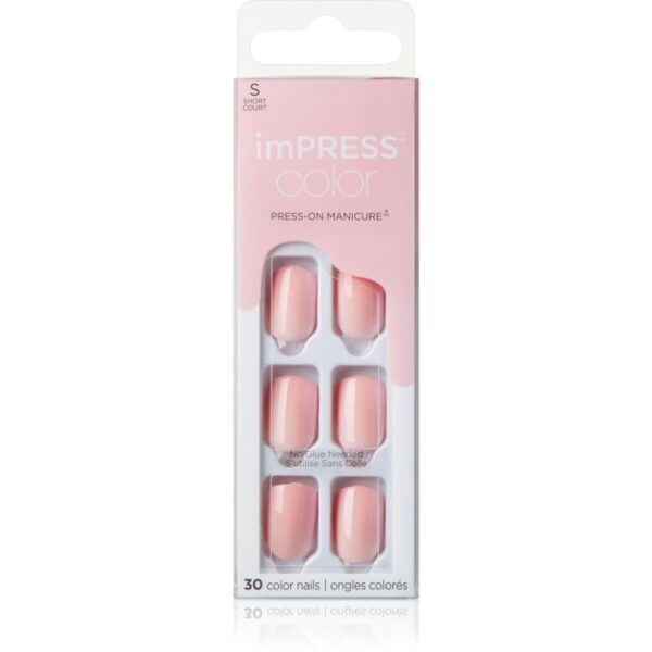KISS imPRESS Color Short unghii artificiale autoadeziv Pick Me Pink 30 buc-ro