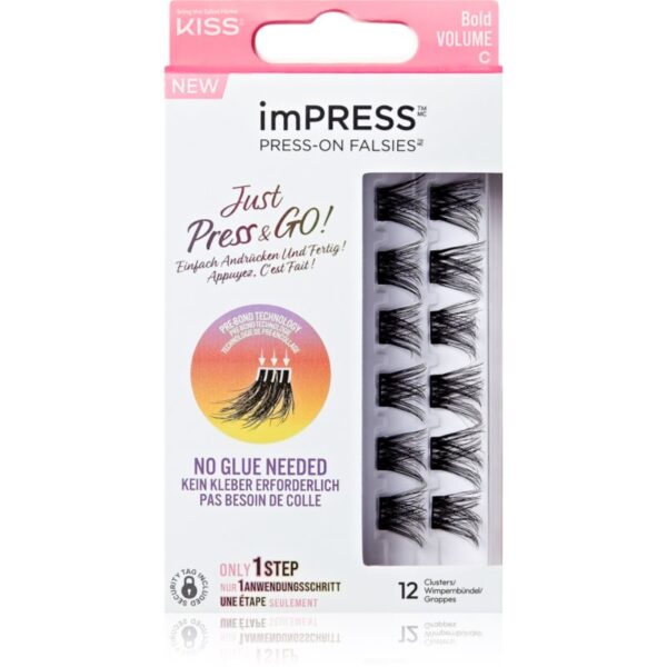 KISS imPRESS Just Press & GO ! pachet cu gene fără noduri autoadezive Bold Volume C 12 buc-ro