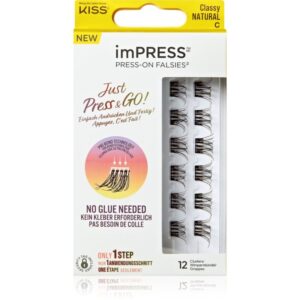 KISS imPRESS Just Press & GO ! pachet cu gene fără noduri autoadezive Classy Natural 12 buc-Țena