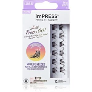 KISS imPRESS Just Press & GO ! pachet cu gene fără noduri autoadezive Edgy Whispy C 12 buc-ro