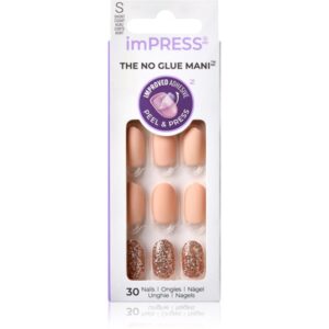 KISS imPRESS The No Glue Mani Short unghii artificiale autoadeziv Evanesce 30 buc-ro