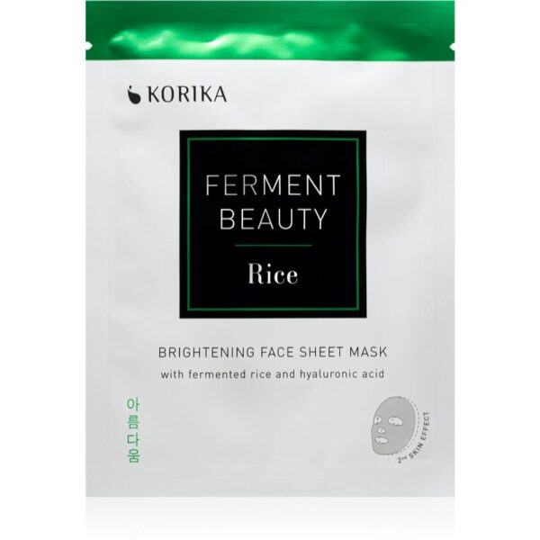 KORIKA FermentBeauty Brightening Face Sheet Mask with Fermented Rice and Hyaluronic Acid mască facială de pânză cu efect iluminator