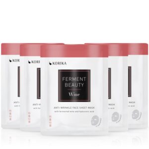 KORIKA FermentBeauty Set of 5 Anti-wrinkle Face Sheet Masks with Fermented Wine and Hyaluronic Acid set de măști de față la un preț mai avantajos-Țena