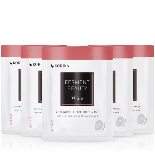 KORIKA FermentBeauty Set of 5 Anti-wrinkle Face Sheet Masks with Fermented Wine and Hyaluronic Acid set de măști de față la un preț mai avantajos-Țena