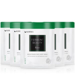 KORIKA FermentBeauty Set of 5 Brightening Face Sheet Masks with Fermented Rice and Hyaluronic Acid set de măști de față la un preț mai avantajos-Țena