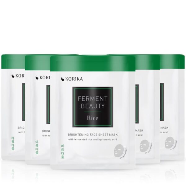 KORIKA FermentBeauty Set of 5 Brightening Face Sheet Masks with Fermented Rice and Hyaluronic Acid set de măști de față la un preț mai avantajos-Țena