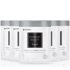 KORIKA FermentBeauty Set of 5 Hydrating Face Sheet Masks with Fermented Yogurt and Hyaluronic Acid set de măști de față la un preț mai avantajos-Țena